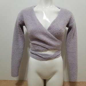 Papermoon sweater Small fuzzy knit cropped tie wrap PT12498